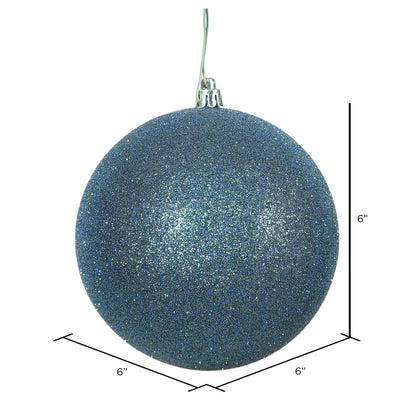 Vickerman 6" Sea Blue Glitter Ball Ornament 4 per Bag