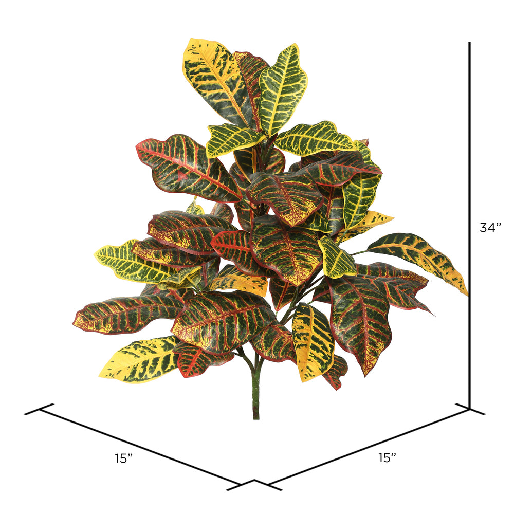 Vickerman 34" Artificial Green and Orange Croton Plant.