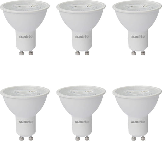 Sunlite LED MR16 Reflector Spotlight Bulb, 7 Watts (50W Halogen Bulb Replacement) 120 Volt, 550 Lumen, 35° Flood Beam, GU10 Base, Dimmable, ETL Listed, 4000K Cool White, 6 Count