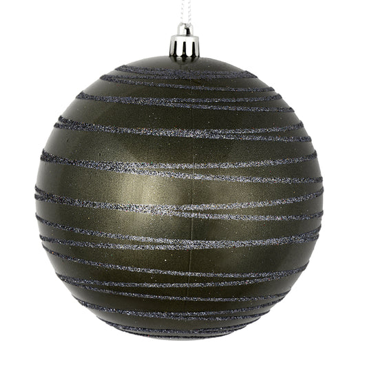 Vickerman 6" Pewter Candy Finish Ball Ornament with Glitter Lines 3 per Bag