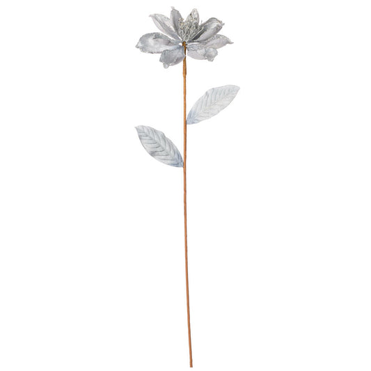 Vickerman 30" Silver Glitter Magnolia Artificial Christmas Spray. Includes 2 sprays per pack.