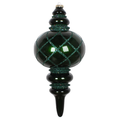 Vickerman 13" Emerald Candy Finish Net Top Finial Ornament with Glitter Accents