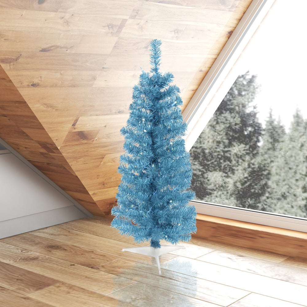 Vickerman 3' Sky Blue Pencil Artificial Christmas Tree Blue Dura-lit LED Lights.