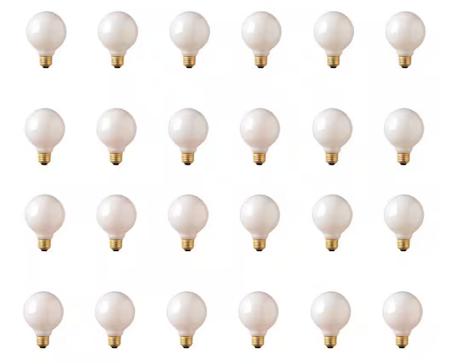 BULBRITE INCANDESCENT G25 MEDIUM SCREW (E26) 25W DIMMABLE LIGHT BULB 2700K/WARM WHITE 24PK (330025)