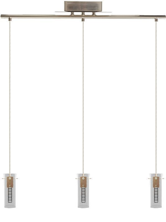 Westgate Triple Hologram Pendant Linear Integrated LED With Frosted Sq Glass Shades 18W 900 Lumens C90 5Cct 27/30/35/40/50K, Brushed Nickel, Residential Lighting, 36W, 2430 Lumens, 27K/30K/35K/40K/50K, Brushed-Nickel Finish, TRIAC Dimmin