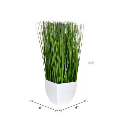 Vickerman 16.5" Artificial Green Potted Grass.