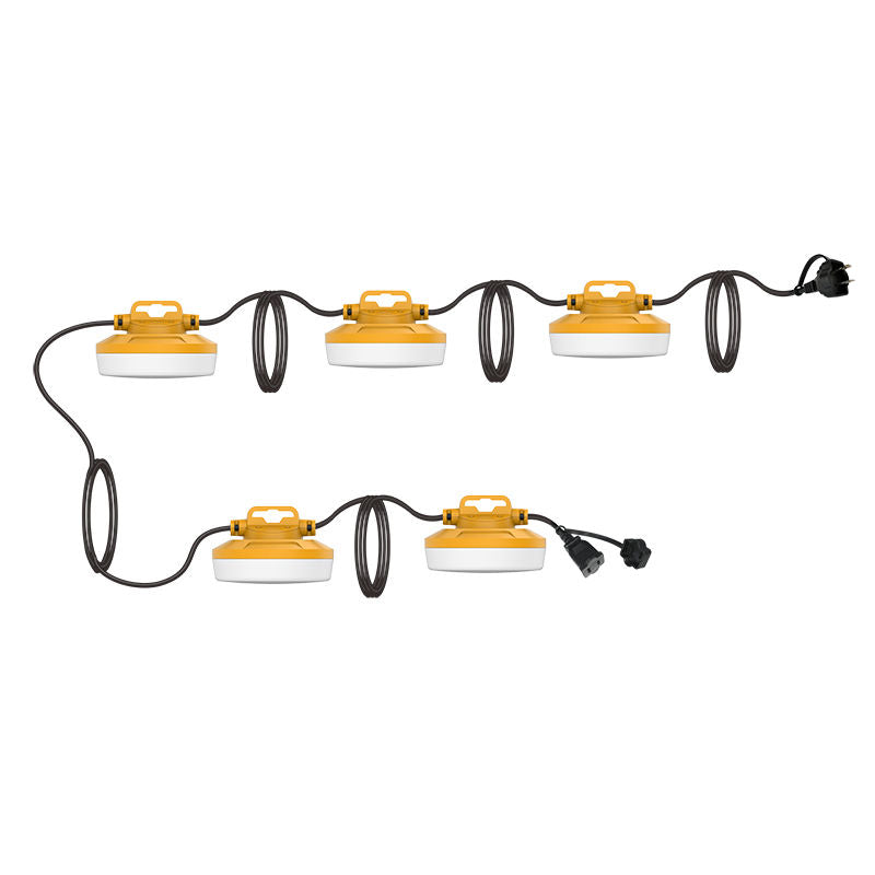 Westgate 50Ft Construction String Light 5X10W 2-Wire 5000K, Industrial Lighting, 5X10W, 6000 Lumens, 5000K