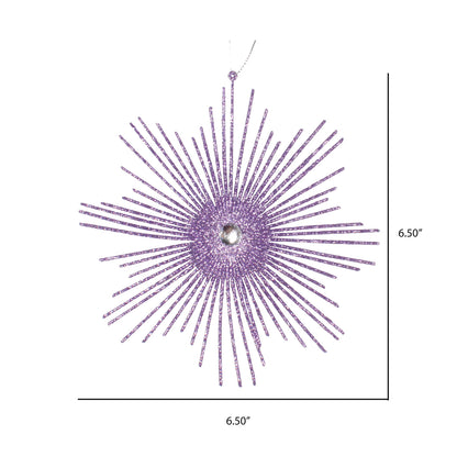 Vickerman 6.5" Lavender Snowflake Burst Glitter Christmas Ornament 6 per Bag