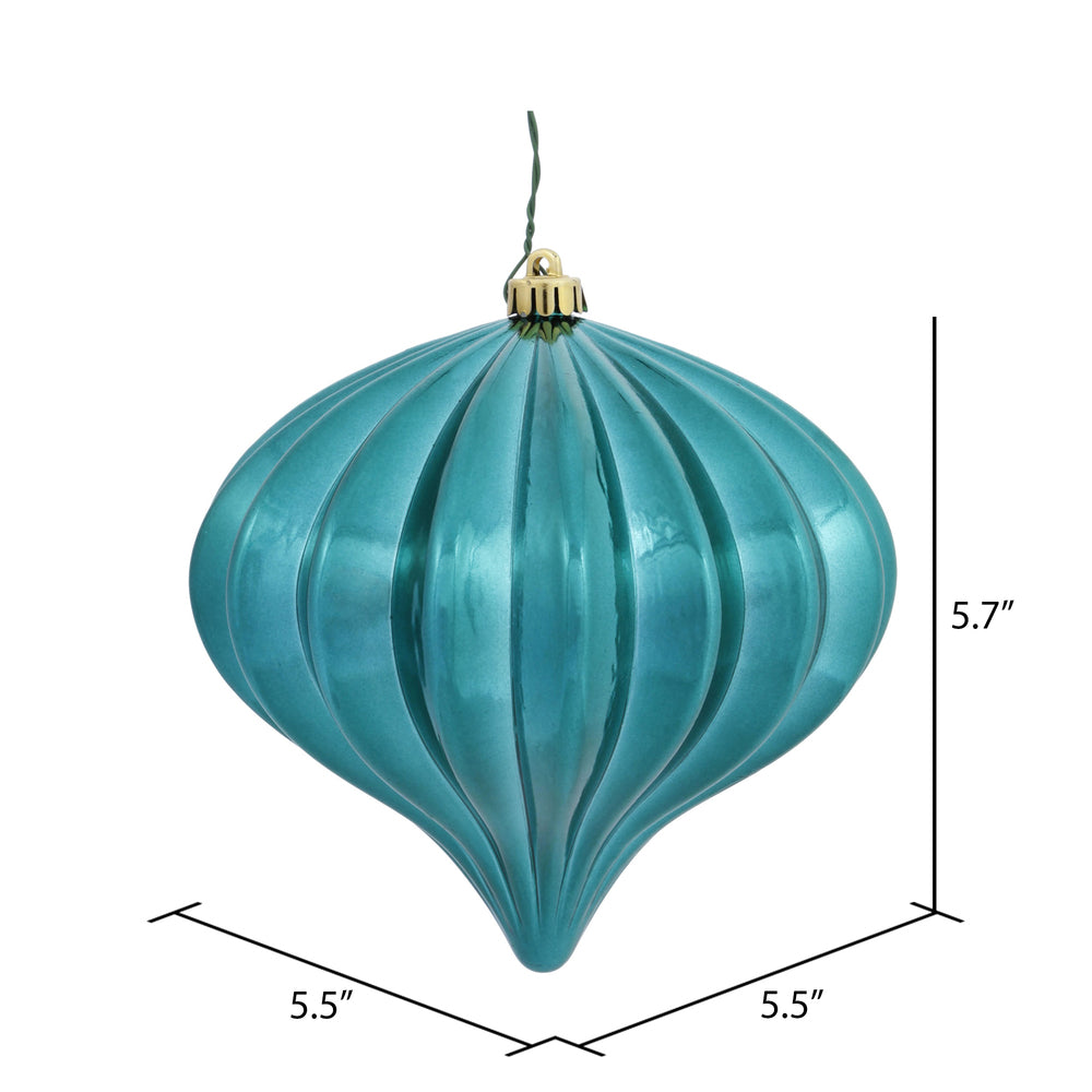 Vickerman 5.7" Teal Shiny Onion Christmas Ornament UV treated Set of 3