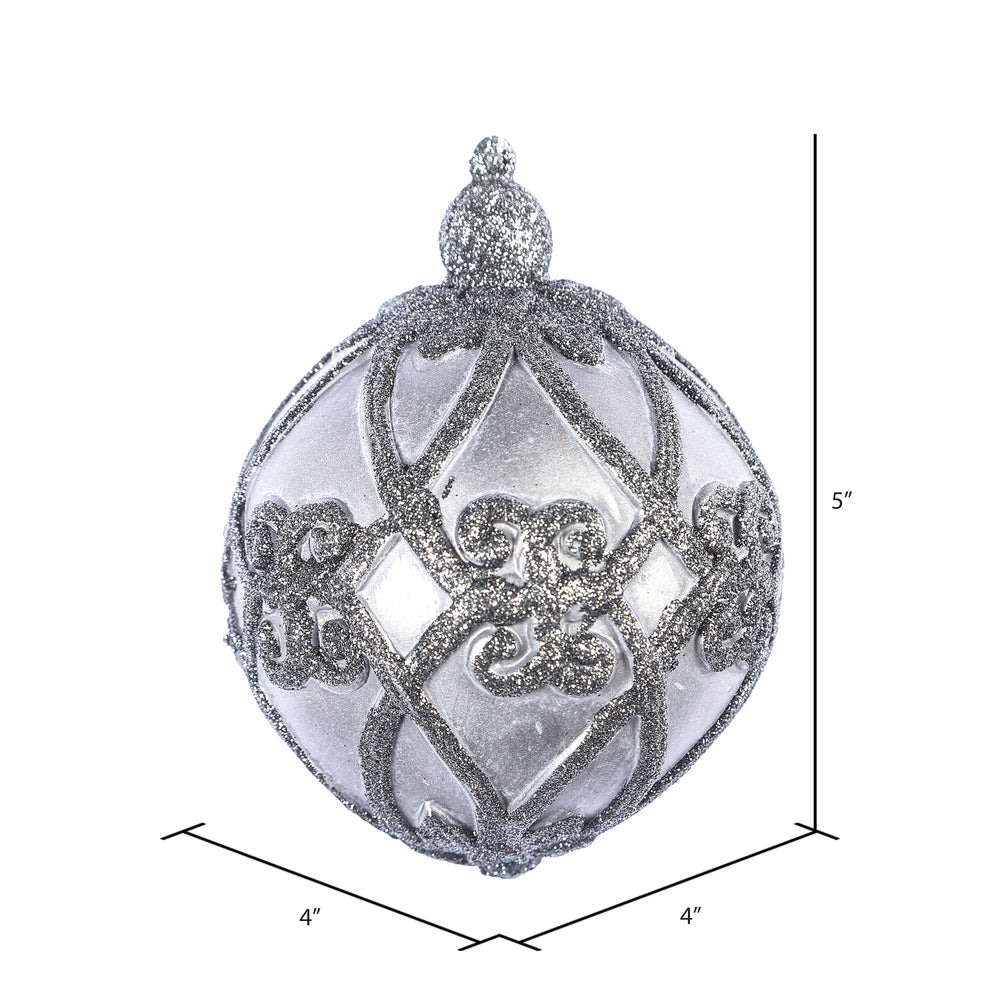 Vickerman 5" Gunmetal Antique Filigree Pattern Ball Ornament 3 per Bag