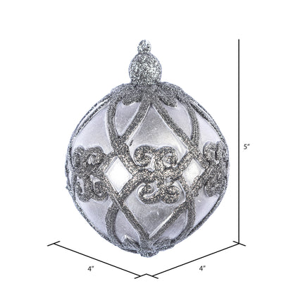 Vickerman 5" Gunmetal Antique Filigree Pattern Ball Ornament 3 per Bag