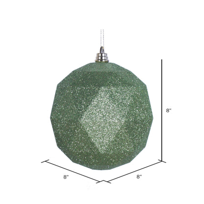 Vickerman 8" Lime Glitter Geometric Ball Ornament