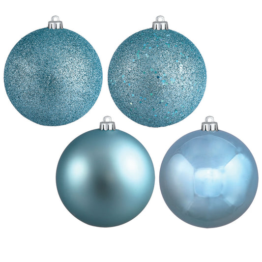 Vickerman 10" Baby Blue 4-Finish Ball Ornament Assortment 4 per Bag