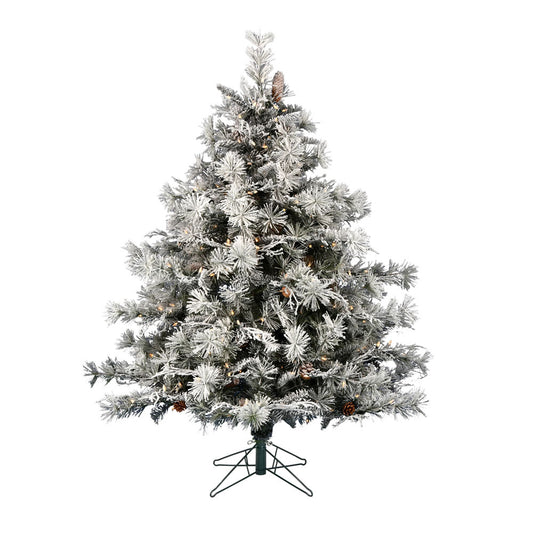 Vickerman 12' x 95" Flocked Cheshire Artificial Christmas Tree Warm White Dura-Lit® LED Lights