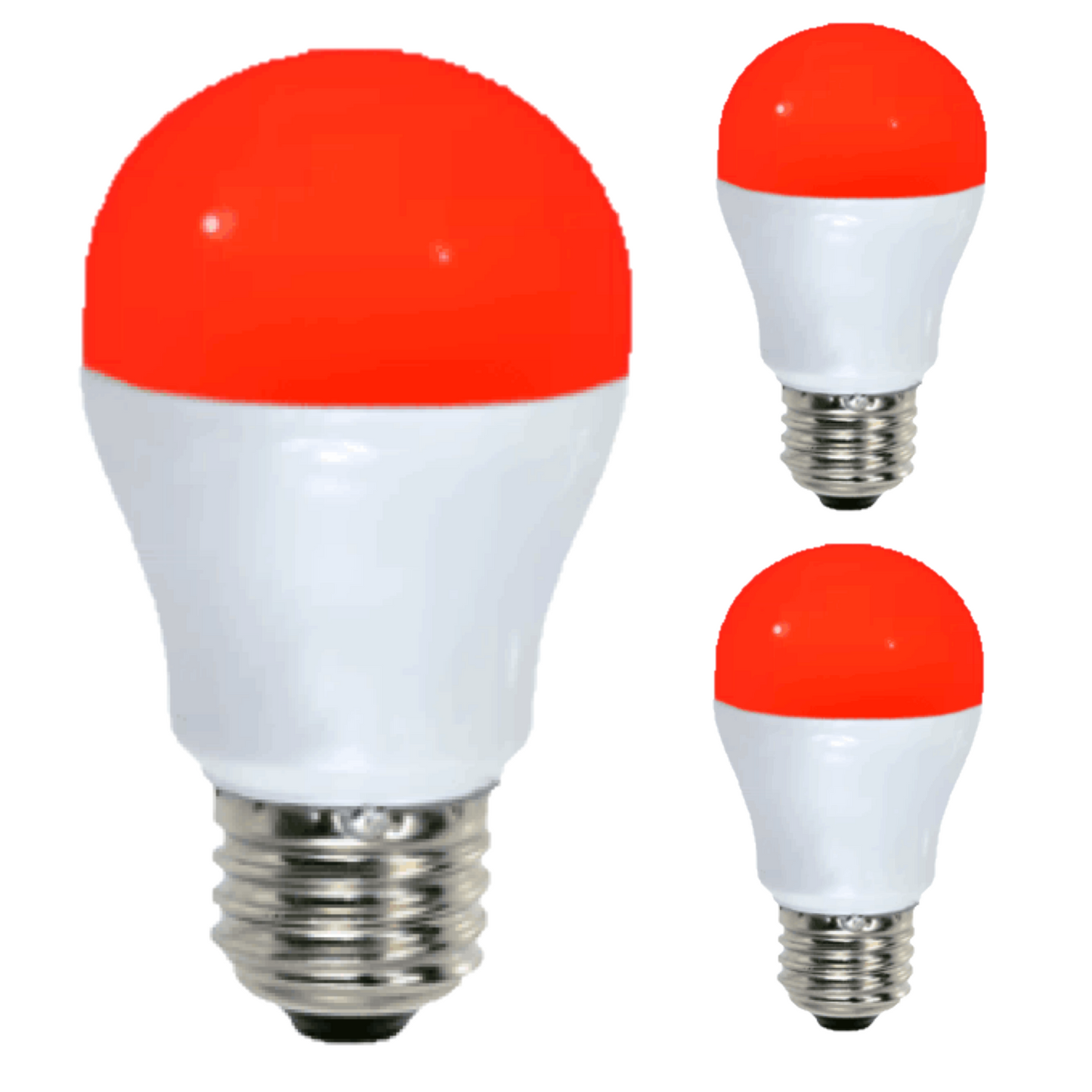 Damar A15 LED Red Light Bulb 5W 170 Lumen E26 Medium Screw Base for Party Decoration Holiday Lighting Small Light Bulb 120V 200° Beam Angle White Finish Turns Red When Lit Pack of 3