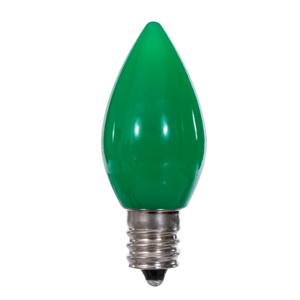 Vickerman C7 Ceramic LED Green Bulb  Nickel Base  120V .6 Watts  3 diodes 25 Bulbs per bag