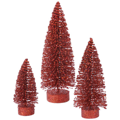 Vickerman 5"/7"/9" Red Glitter Oval Artificial Christmas Tree Unlit