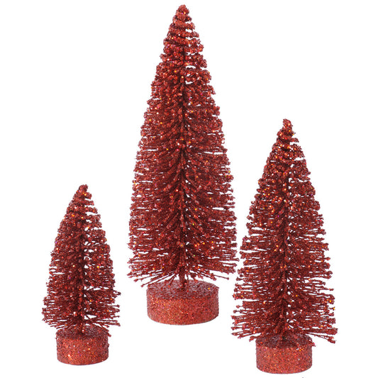 Vickerman 5"/7"/9" Red Glitter Oval Artificial Christmas Tree Unlit