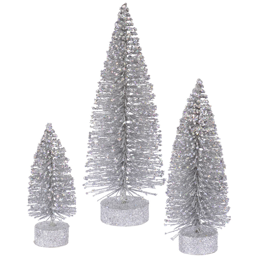 Vickerman 5"/7"/9" Silver Glitter Oval Artificial Christmas Tree Unlit