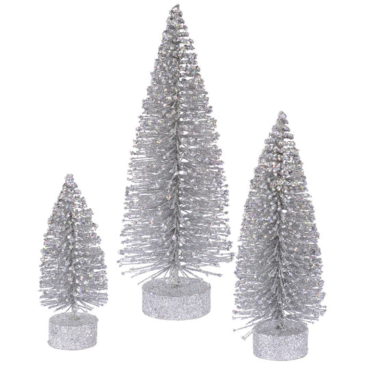 Vickerman 5"/7"/9" Silver Glitter Oval Artificial Christmas Tree Unlit