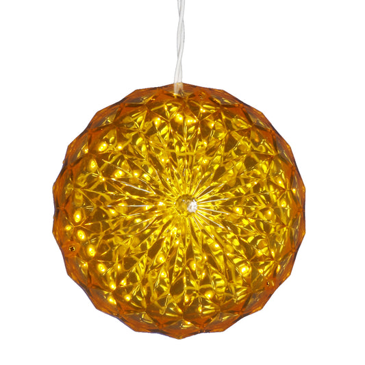 Vickerman 6" Crystal Ball Christmas Ornament with 30 Yellow LED Lights