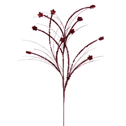 Vickerman 36" Burgundy Mini Star Glitter Spray 6 per bag.