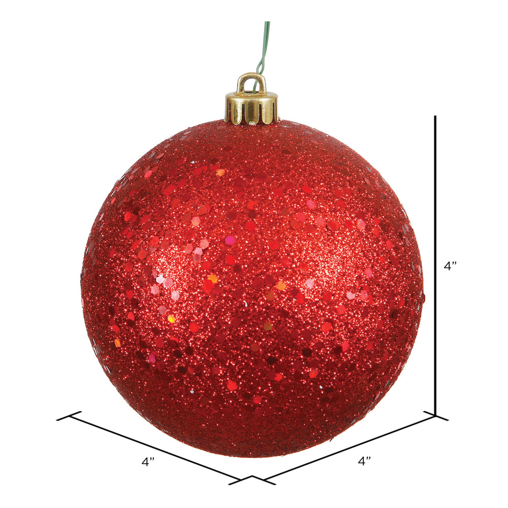 Vickerman 4" Red Sequin Ball Ornament 6 per Bag