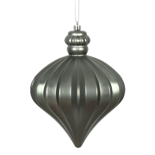 Vickerman 6" Pewter Matte Onion Drop Christmas Ornament 4 per Bag