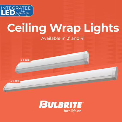 Bulbrite 773507 4 ft. Integrated 5 Color Selectable LED Dimmable Wraparound Light W/ Battery Backup (120-277v), 5300 Lumens, White