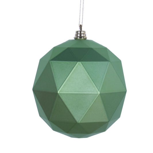 Vickerman 6" Celadon Geometric Ball Ornament Featuring a Matte Finish. Comes 4 per bag