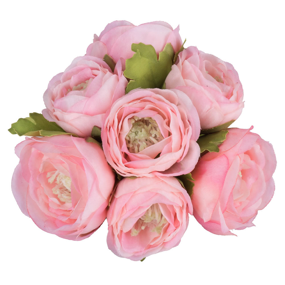 Vickerman 9" Artificial Mini Pink Ranunculus Spray. Includes 3 sprays per pack.