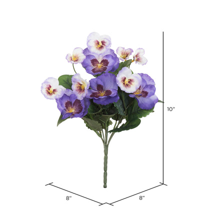 Vickerman 10" Artificial Purple Pansy Bush 4 per pack