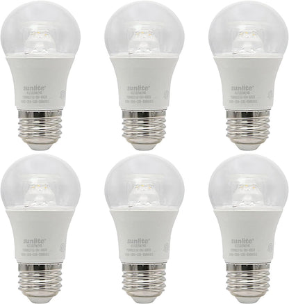 Sunlite LED A15 Appliance Clear Light Bulb, 6 Watts (40W Equivalent), 450 Lumens, Medium Base (E26), 90 CRI, Dimmable, ETL Listed, Ceiling Fan, 4000K Cool White, 6 Count