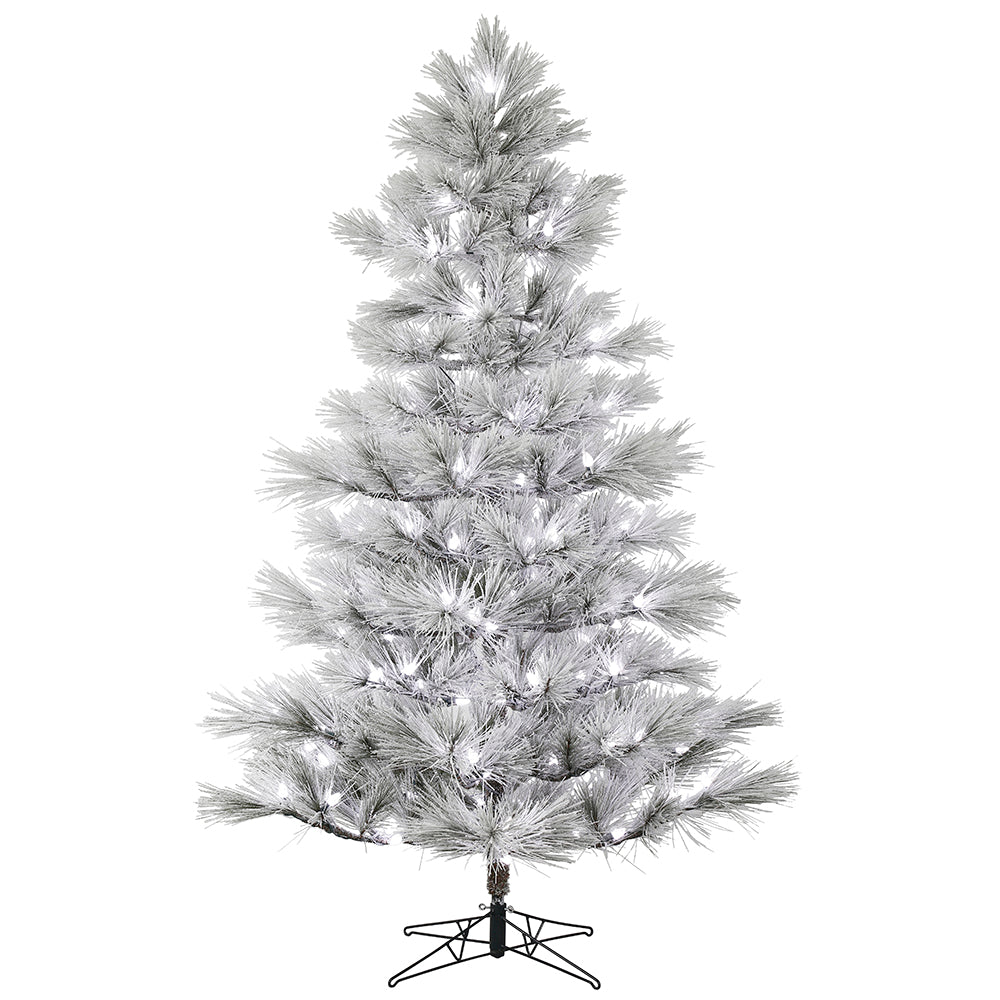 Vickerman 9' x 58" Flocked Alder Long Needle Pine Artificial Christmas Tree Frosted White C7 LED Lights