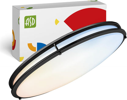 ASD Lighting LED Double Ring Flushmount Oval 24inch 38W 120V Triac 2700/3000/3500/4000/5000K Black ETL
