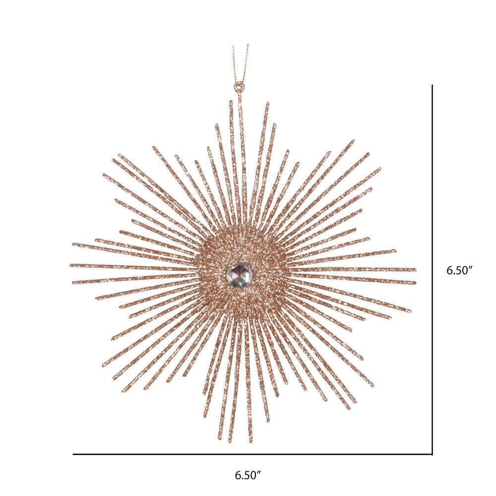 Vickerman 6.5" Café Latte Snowflake Burst Glitter Christmas Ornament 6 per Bag