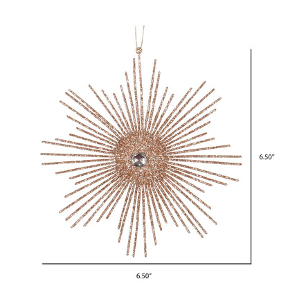 Vickerman 6.5" Café Latte Snowflake Burst Glitter Christmas Ornament 6 per Bag