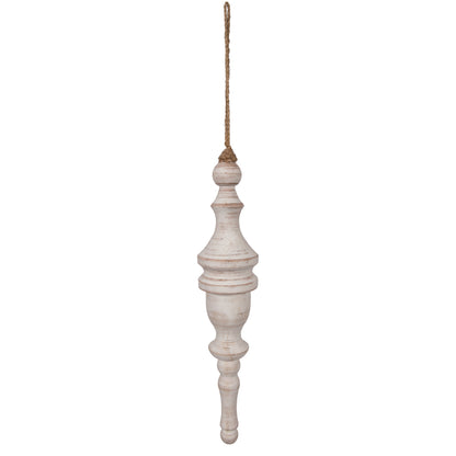 Vickerman 12" White Washed Turned Wood Finial Ornament 2 per bag.