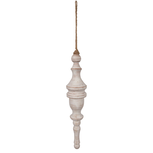 Vickerman 12" White Washed Turned Wood Finial Ornament 2 per bag.