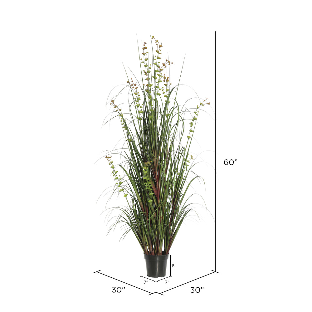 Vickerman 60" Artificial Potted Green Grass and Eucalyptus.