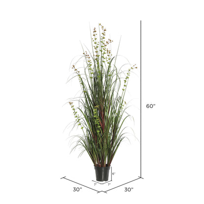 Vickerman 60" Artificial Potted Green Grass and Eucalyptus.