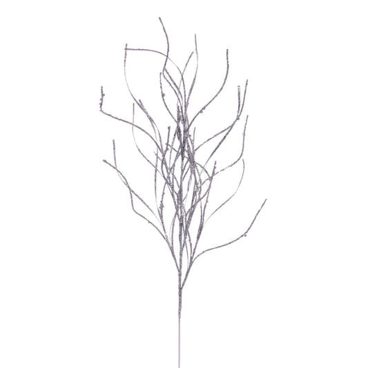 Vickerman 40" Silver Berry Cluster and Wavy Glitter Ball Spray 4 per bag.