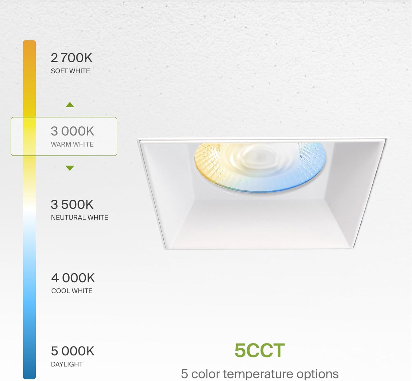 ASD Lighting LED Trimless Downlight Square 6inch 24W 120V Triac 2700/3000/3500/4000/5000K White ETL