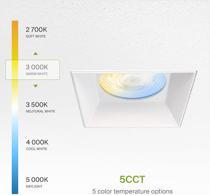 ASD Lighting LED Trimless Downlight Square 6inch 24W 120V Triac 2700/3000/3500/4000/5000K White ETL