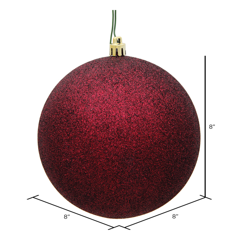 Vickerman 8" Burgundy Glitter Ball Ornament