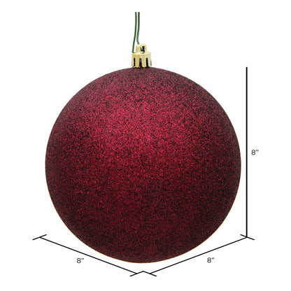 Vickerman 8" Burgundy Glitter Ball Ornament