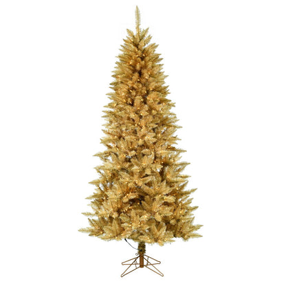 Vickerman 3.5' x 28" Gold Fir Artificial Christmas Pencil Tree Warm White Dura-Lit® LED Lights