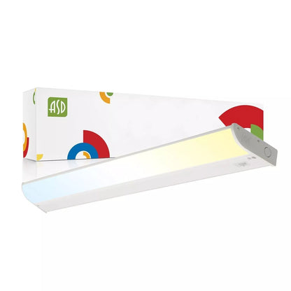 ASD Lighting LED Under Cabinet Bullnose 32" 16W 120V Dimmable CCT Selectable 3000/4000/5000K Hardwired, On/Off Switch, White ETL Energy Star