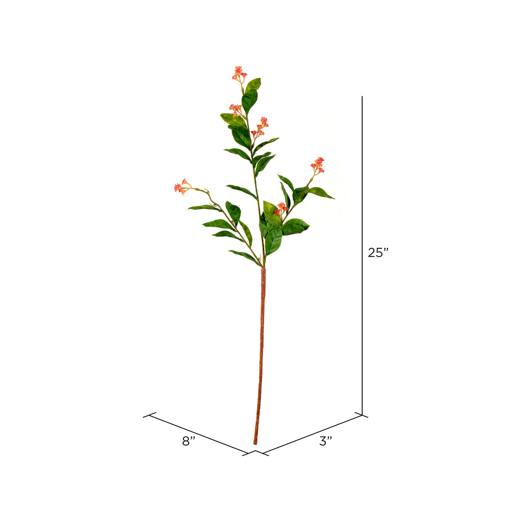 Vickerman 25" Artificial Green Scimmia Leaf with Flower Spray. Includes 6 sprays per pack.