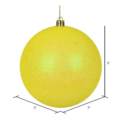 Vickerman 3" Yellow Glitter Ball Ornament 12 per Bag